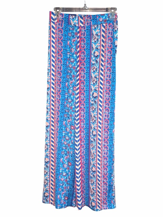 Maison D' Amelie Pants - Maison D’ Amelie - Bright Blue Patterned Wide-Leg Palazzo Pants —#138
